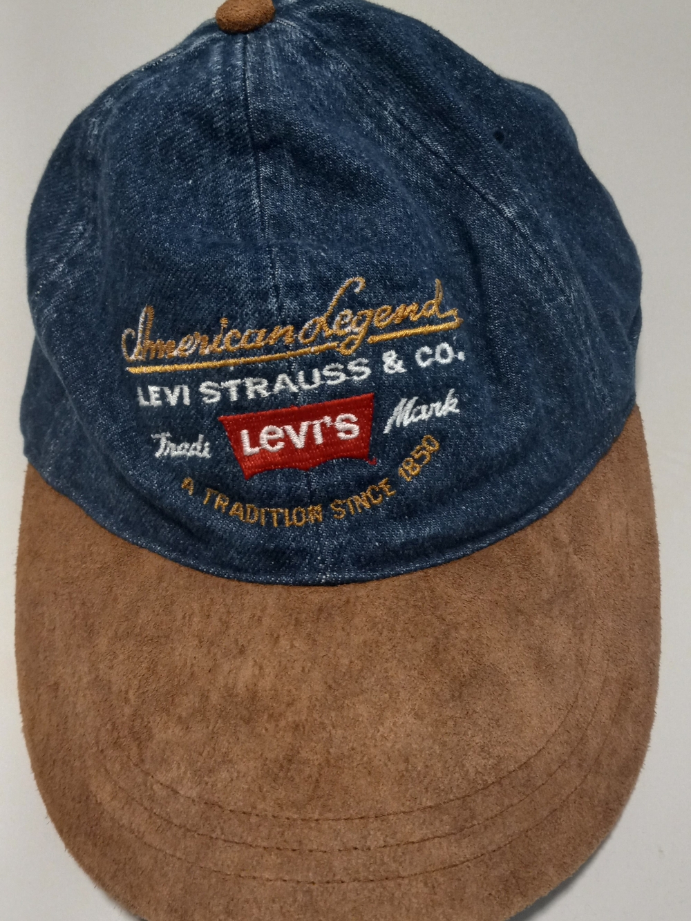 Levi's Men's Blue Denim Cap with Brown Suede Brim